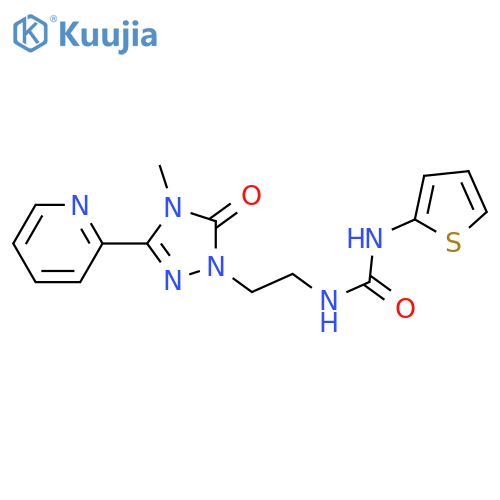 3-{2-4-methyl-5-oxo-3-(pyridin-2-yl)-4,5-dihydro-1H-1,2,4-triazol-1-ylethyl}-1-(thiophen-2-yl)urea structure