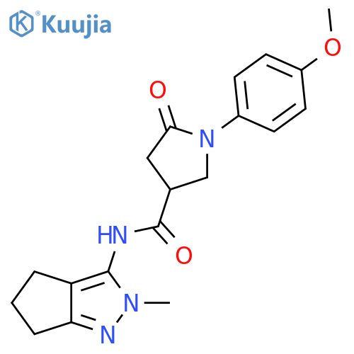 1-(4-methoxyphenyl)-N-{2-methyl-2H,4H,5H,6H-cyclopentacpyrazol-3-yl}-5-oxopyrrolidine-3-carboxamide structure