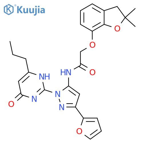 2-(2,2-dimethyl-2,3-dihydro-1-benzofuran-7-yl)oxy-N-3-(furan-2-yl)-1-(6-oxo-4-propyl-1,6-dihydropyrimidin-2-yl)-1H-pyrazol-5-ylacetamide structure