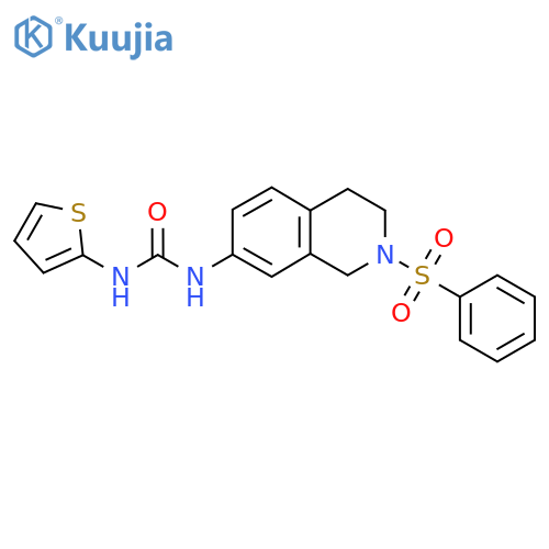 1-2-(benzenesulfonyl)-1,2,3,4-tetrahydroisoquinolin-7-yl-3-(thiophen-2-yl)urea structure