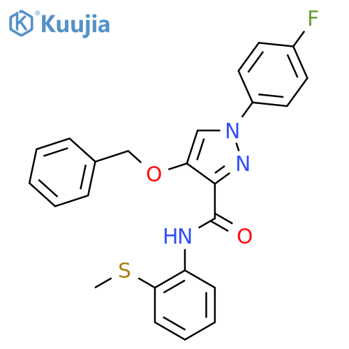 4-(benzyloxy)-1-(4-fluorophenyl)-N-[2-(methylsulfanyl)phenyl]-1H-pyrazole-3-carboxamide structure
