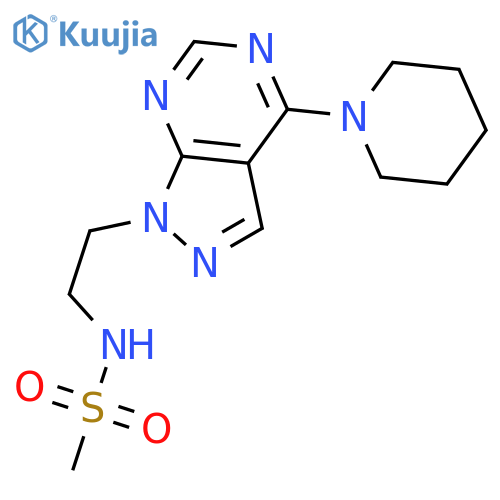 N-{2-4-(piperidin-1-yl)-1H-pyrazolo3,4-dpyrimidin-1-ylethyl}methanesulfonamide structure