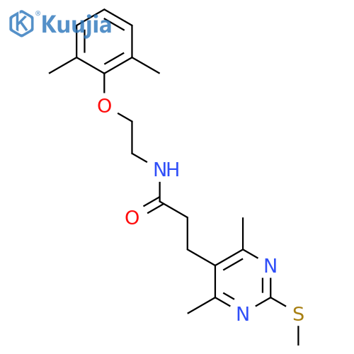 3-(4,6-dimethyl-2-methylsulfanylpyrimidin-5-yl)-N-[2-(2,6-dimethylphenoxy)ethyl]propanamide structure