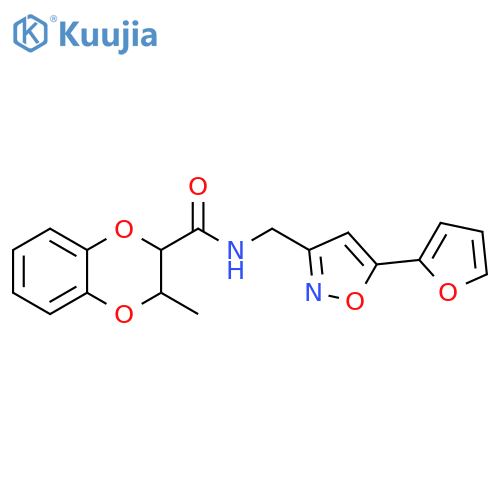 N-{5-(furan-2-yl)-1,2-oxazol-3-ylmethyl}-3-methyl-2,3-dihydro-1,4-benzodioxine-2-carboxamide structure