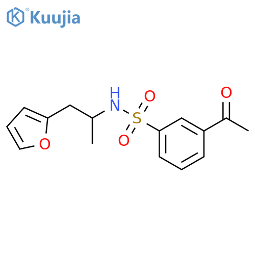 3-acetyl-N-1-(furan-2-yl)propan-2-ylbenzene-1-sulfonamide structure