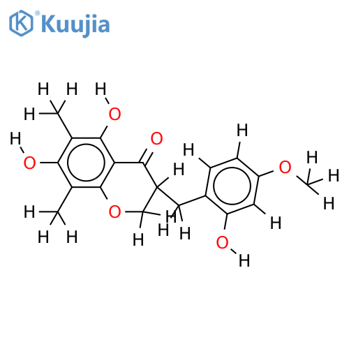 (+/-)-5,7-dihydroxy-6,8-dimethyl-3-(2'-hydroxy-4'-methoxybenzyl)chroman-4-one structure