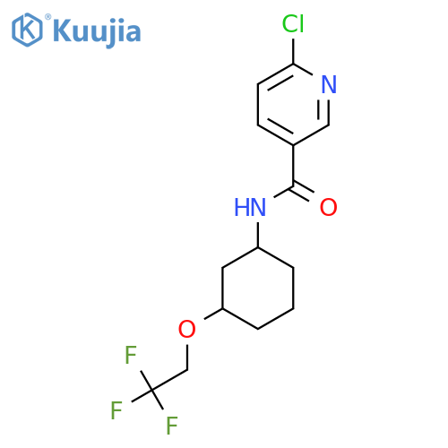 6-chloro-N-[3-(2,2,2-trifluoroethoxy)cyclohexyl]pyridine-3-carboxamide structure