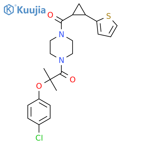 2-(4-chlorophenoxy)-2-methyl-1-{4-2-(thiophen-2-yl)cyclopropanecarbonylpiperazin-1-yl}propan-1-one structure