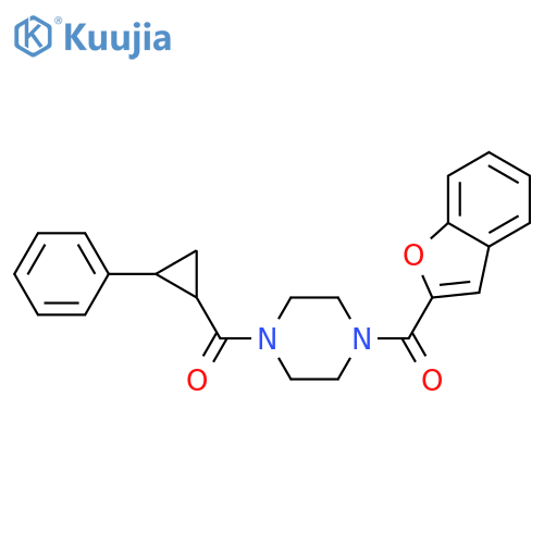 1-(1-benzofuran-2-carbonyl)-4-(2-phenylcyclopropanecarbonyl)piperazine structure
