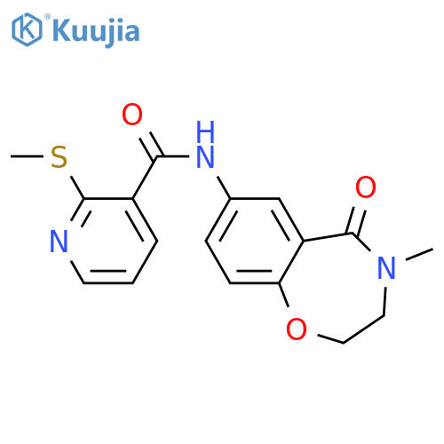 N-(4-methyl-5-oxo-2,3,4,5-tetrahydro-1,4-benzoxazepin-7-yl)-2-(methylsulfanyl)pyridine-3-carboxamide structure