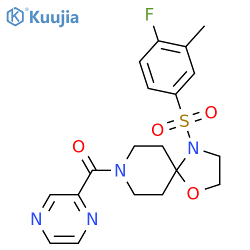 4-(4-fluoro-3-methylbenzenesulfonyl)-8-(pyrazine-2-carbonyl)-1-oxa-4,8-diazaspiro4.5decane structure