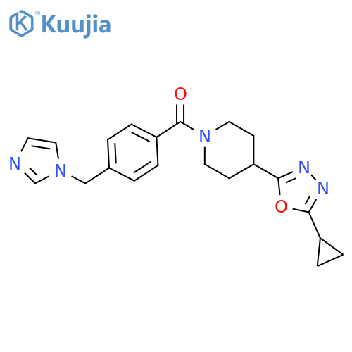 4-(5-cyclopropyl-1,3,4-oxadiazol-2-yl)-1-{4-(1H-imidazol-1-yl)methylbenzoyl}piperidine structure