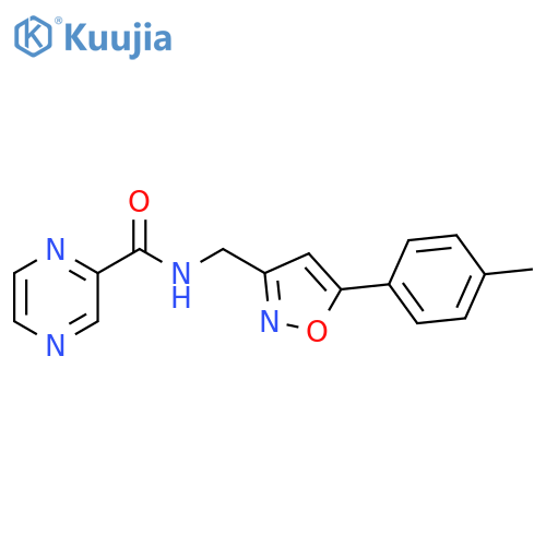 N-{5-(4-methylphenyl)-1,2-oxazol-3-ylmethyl}pyrazine-2-carboxamide structure
