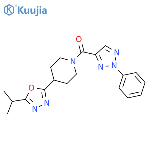 1-(2-phenyl-2H-1,2,3-triazole-4-carbonyl)-4-[5-(propan-2-yl)-1,3,4-oxadiazol-2-yl]piperidine structure