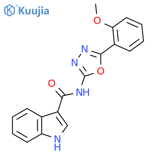 N-5-(2-methoxyphenyl)-1,3,4-oxadiazol-2-yl-1H-indole-3-carboxamide structure
