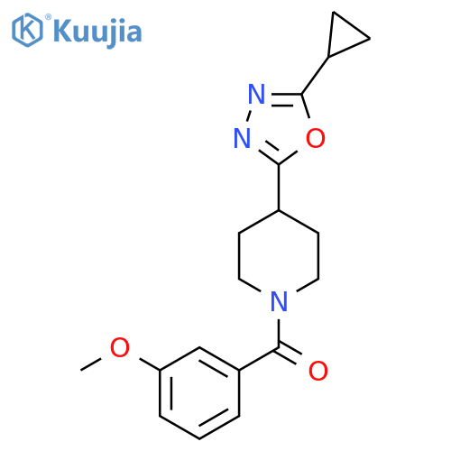 4-(5-cyclopropyl-1,3,4-oxadiazol-2-yl)-1-(3-methoxybenzoyl)piperidine structure