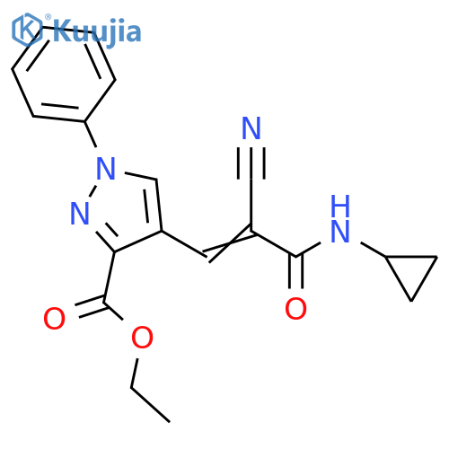 Ethyl 4-[2-cyano-3-(cyclopropylamino)-3-oxo-1-propen-1-yl]-1-phenyl-1H-pyrazole-3-carboxylate structure