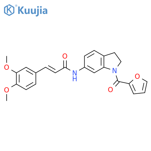 (2E)-3-(3,4-dimethoxyphenyl)-N-[1-(furan-2-carbonyl)-2,3-dihydro-1H-indol-6-yl]prop-2-enamide structure