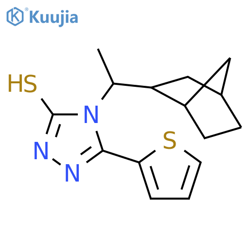 4-(1-{bicyclo2.2.1heptan-2-yl}ethyl)-5-(thiophen-2-yl)-4H-1,2,4-triazole-3-thiol structure