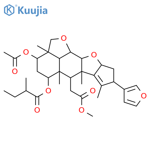 (2aR,3R,5S,5aR,6aR,8R,9aR,10aS,10bR,10cR)-3-(acetyloxy)-8-(furan-3-yl)-6-(2-methoxy-2-oxoethyl)-2a,5a,6a,7-tetramethyl-2a,4,5,5a,6,6a,8,9,9a,10a,10b,10c-dodecahydro-2H,3H-cyclopenta[d]naphtho[2,3-b:1,8-b'c']difuran-5-yl (2R)-2-methylbutanoate structure