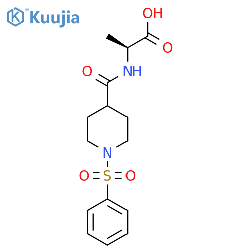 (2S)-2-[[1-(benzenesulfonyl)piperidine-4-carbonyl]amino]propanoic acid structure