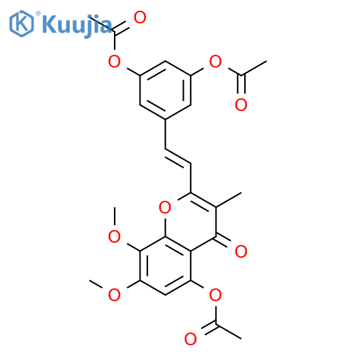 4H-1-Benzopyran-4-one,5-(acetyloxy)-2-[(1E)-2-[3,5-bis(acetyloxy)phenyl]ethenyl]-7,8-dimethoxy-3-methyl- structure