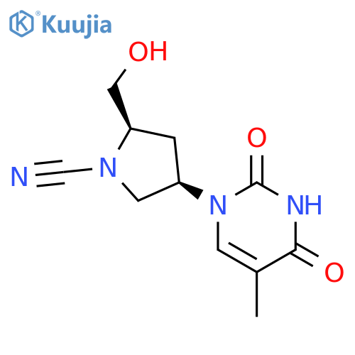1-Pyrrolidinecarbonitrile,4-(3,4-dihydro-5-methyl-2,4-dioxo-1(2H)-pyrimidinyl)-2-(hydroxymethyl)-,(2R-cis)- (9CI) structure