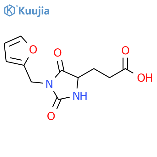3-[1-(2-furylmethyl)-2,5-dioxoimidazolidin-4-yl]propanoic acid structure