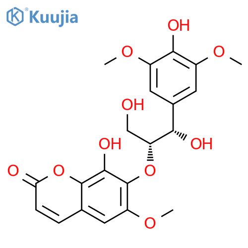 rel-8-Hydroxy-7-[(1R,2S)-2-hydroxy-2-(4-hydroxy-3,5-dimethoxyphenyl)-1-(hydroxymethyl)ethoxy]-6-methoxy-2H-1-benzopyran-2-one structure