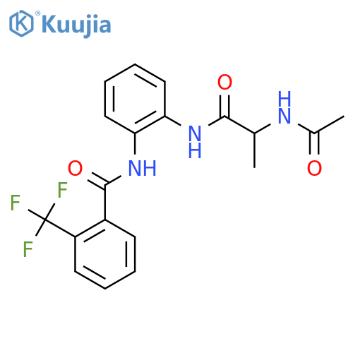N-2-(2-acetamidopropanamido)phenyl-2-(trifluoromethyl)benzamide structure