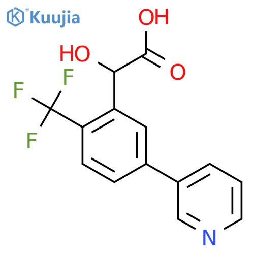 2-Hydroxy-2-(5-(pyridin-3-yl)-2-(trifluoromethyl)phenyl)acetic acid structure