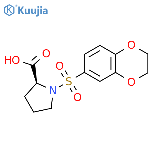 (2S)-1-(2,3-dihydro-1,4-benzodioxine-6-sulfonyl)pyrrolidine-2-carboxylic acid structure