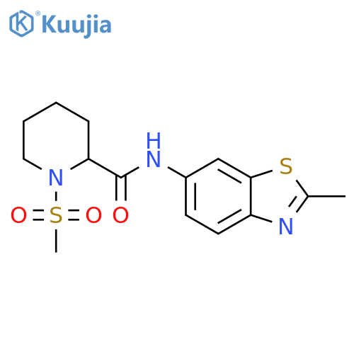 1-methanesulfonyl-N-(2-methyl-1,3-benzothiazol-6-yl)piperidine-2-carboxamide structure