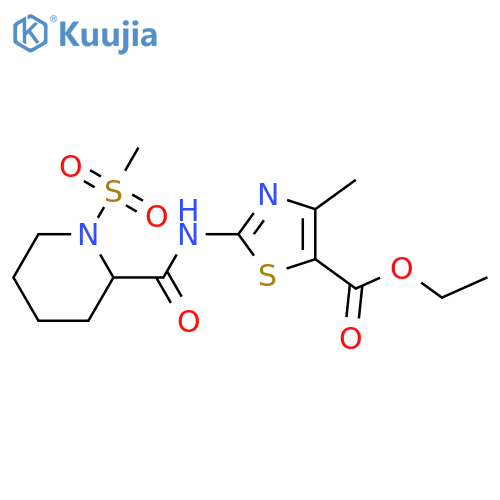 ethyl 2-(1-methanesulfonylpiperidine-2-amido)-4-methyl-1,3-thiazole-5-carboxylate structure