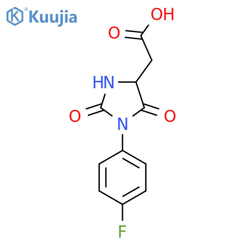 2-[1-(4-Fluorophenyl)-2,5-dioxoimidazolidin-4-yl]acetic acid structure