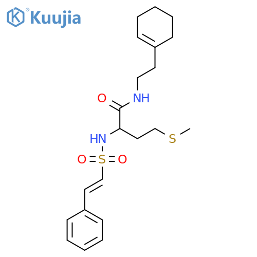 N-[2-(Cyclohexen-1-yl)ethyl]-4-methylsulfanyl-2-[[(E)-2-phenylethenyl]sulfonylamino]butanamide structure