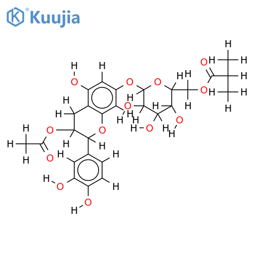 3-acetyl-(-)-epicatechin 7-O-(6-isobutanoyloxy)-beta-D-glucopyranoside structure