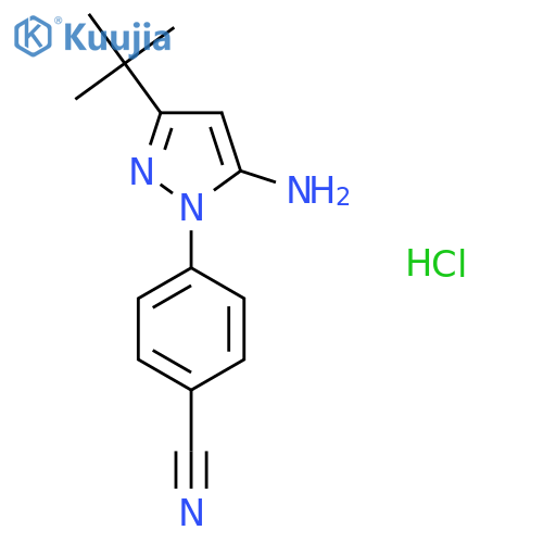 4-(5-Amino-3-tert-butyl-1H-pyrazol-1-yl)benzonitrile hydrochloride structure