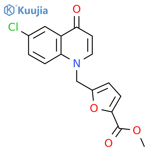 Methyl 5-((6-chloro-4-oxoquinolin-1(4H)-yl)methyl)furan-2-carboxylate structure