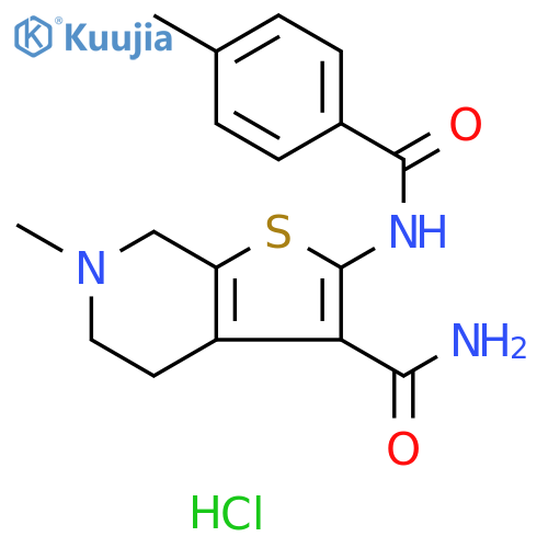 6-methyl-2-(4-methylbenzamido)-4H,5H,6H,7H-thieno2,3-cpyridine-3-carboxamide hydrochloride structure