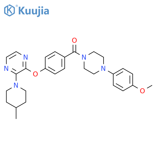 2-{4-[4-(4-methoxyphenyl)piperazine-1-carbonyl]phenoxy}-3-(4-methylpiperidin-1-yl)pyrazine structure