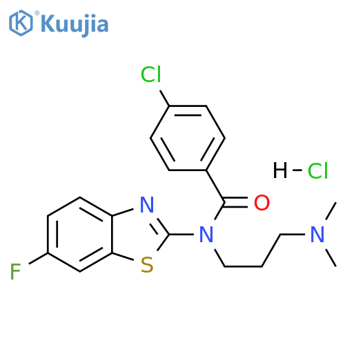 4-chloro-N-[3-(dimethylamino)propyl]-N-(6-fluoro-1,3-benzothiazol-2-yl)benzamide hydrochloride structure