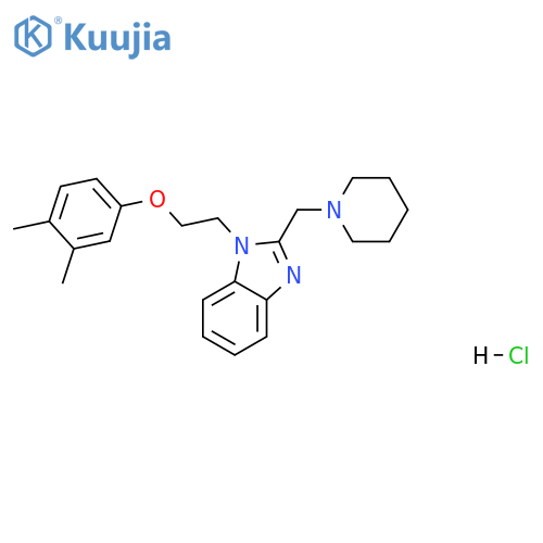 1-2-(3,4-dimethylphenoxy)ethyl-2-(piperidin-1-yl)methyl-1H-1,3-benzodiazole hydrochloride structure