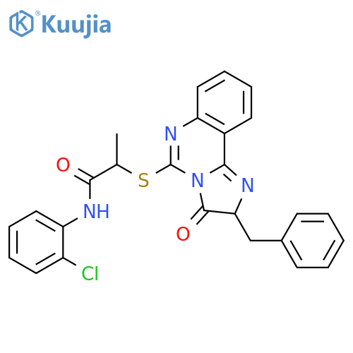 2-({2-benzyl-3-oxo-2H,3H-imidazo[1,2-c]quinazolin-5-yl}sulfanyl)-N-(2-chlorophenyl)propanamide structure