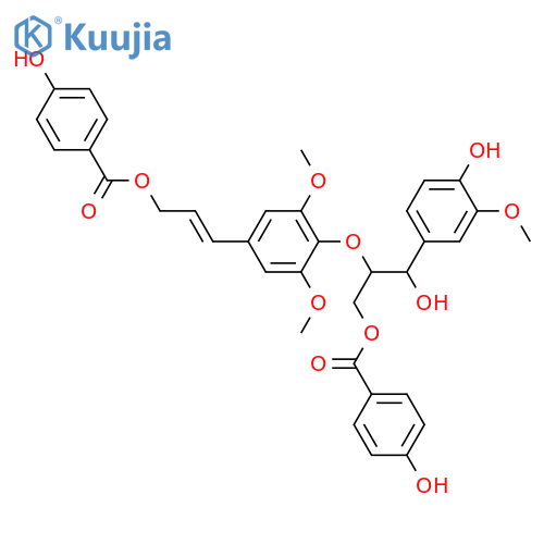 4,8'-Oxylign-7-ene-3,3',4',5,7',9,9'-heptol; (7E,7'R*,8'S*)-form, 3,3',5-Tri-Me ether, 9,9'-bis-O-(4-hydroxybenzoyl) structure
