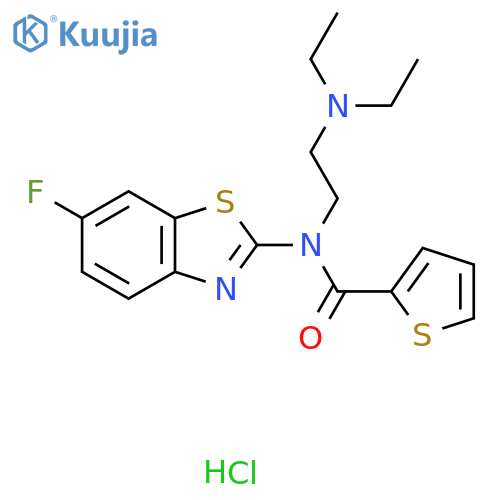 N-[2-(diethylamino)ethyl]-N-(6-fluoro-1,3-benzothiazol-2-yl)thiophene-2-carboxamide hydrochloride structure