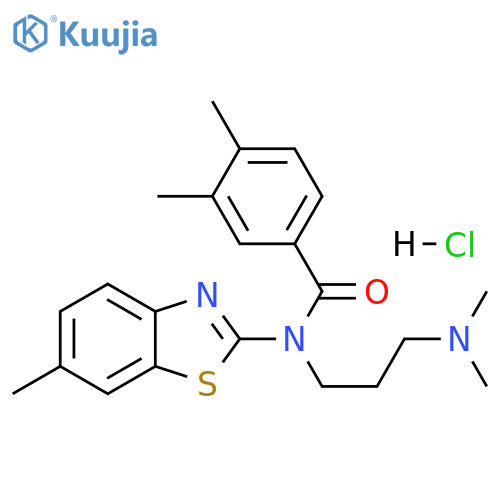 N-[3-(dimethylamino)propyl]-3,4-dimethyl-N-(6-methyl-1,3-benzothiazol-2-yl)benzamide hydrochloride structure