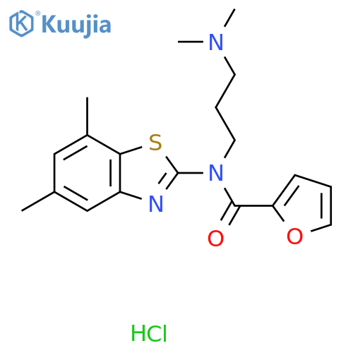 N-(5,7-dimethyl-1,3-benzothiazol-2-yl)-N-[3-(dimethylamino)propyl]furan-2-carboxamide hydrochloride structure