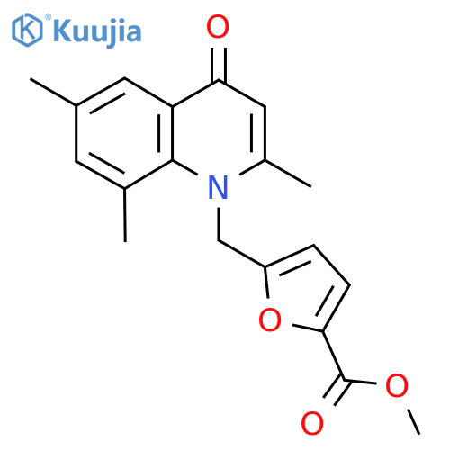 Methyl 5-((2,6,8-trimethyl-4-oxoquinolin-1(4H)-yl)methyl)furan-2-carboxylate structure