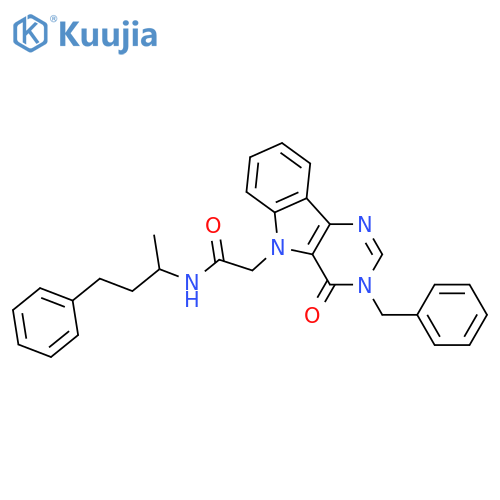 2-{3-benzyl-4-oxo-3H,4H,5H-pyrimido[5,4-b]indol-5-yl}-N-(4-phenylbutan-2-yl)acetamide structure
